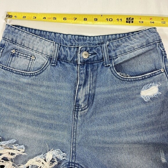 Women’s Denim Jeans High Rise Flare and Wide Leg  Fray Hem Distressed Size M - Picture 8 of 12